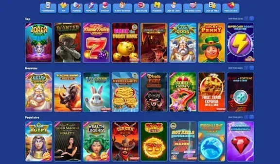 Grille des machines à sous populaires et des nouveaux jeux sur Pistolo Casino