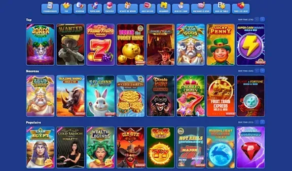 Grille des machines à sous populaires et des nouveaux jeux sur Pistolo Casino